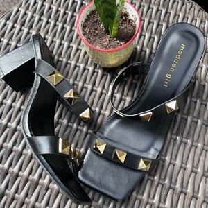 Maden Girl Black Heel Slides